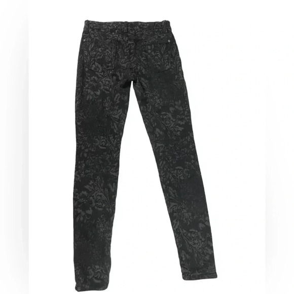 7 For All Mankind Brocade Foil Print  Velvet Skinny Jeans Size 25 - Picture 3 of 10